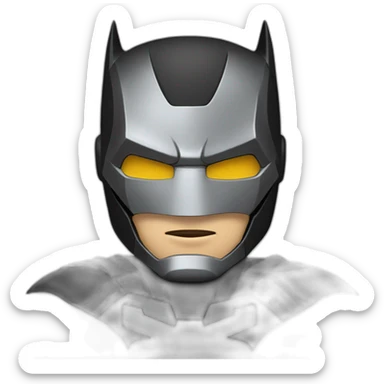 Batman with iron man armor in black and gray with bat mask sticker