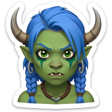 ork woman with blue hair sticker