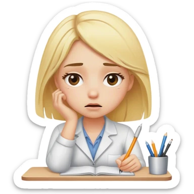 Blonde girl working hard and exhausted sticker