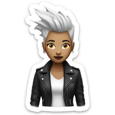 monochrome girl with Mohawk in leather jacket sticker