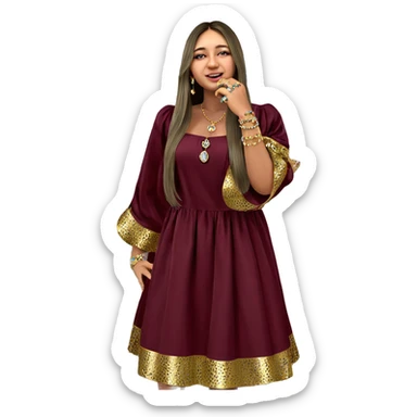 girl in dress with jewelry sticker
