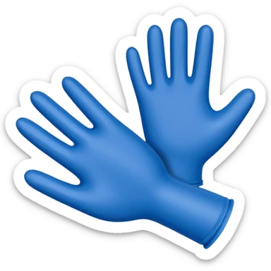 Single Blue latex glove being snapeed on sticker