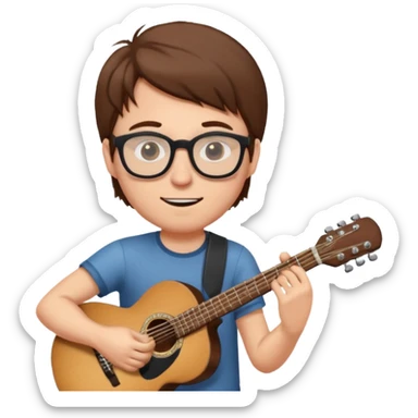 white Guy with glasses with brown hair playing a guitar sticker