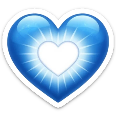 white blue heart radiating white light surrounded by a cosmic heart sticker