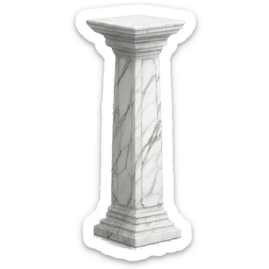 a white tall thin marble pedestal sticker