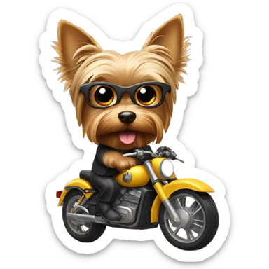 Yorkie with big ears on a motorcycle  sticker
