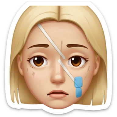 Face with bandaid and bruise showing emotional pain sticker