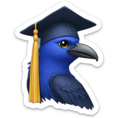 Blue Crow with alumni hat and mantle sticker