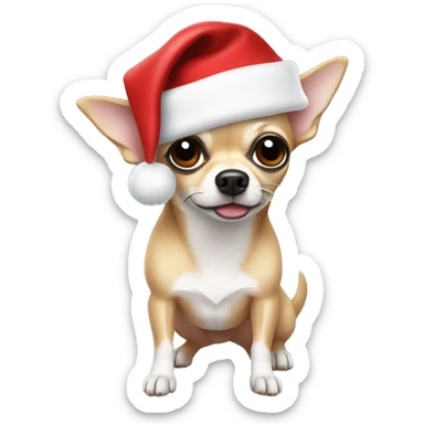 Chihuahua wearing a Santa hat sticker