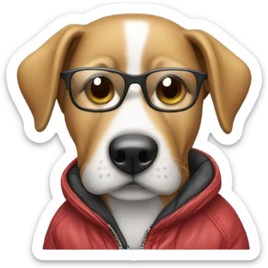Dog wearing a glass with jacket  sticker