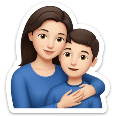 Matka brunetka se raduje se svým dvanáctiletým synem sticker