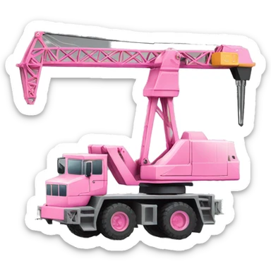 Pink construction crane  sticker