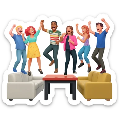 friends and strangers alike to lose their inhibitions, to shout and dance on the tops of tables and sofas sticker