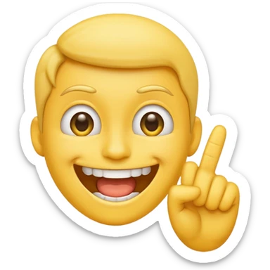 Emoji smiling with index finger in teeth sticker