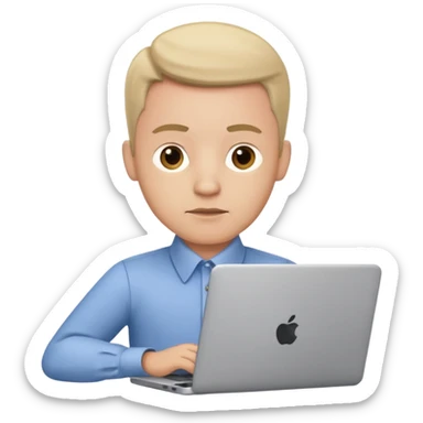 30s male office worker working in front of laptop sticker