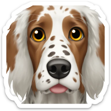English setter witt black ear and brown face sticker