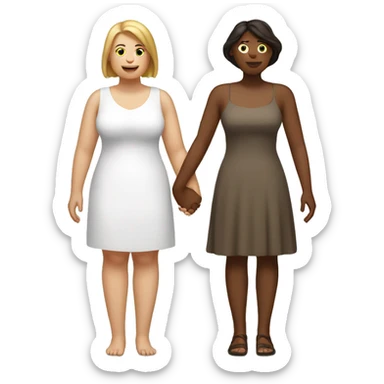 Brown heavy sent woman, and a skinny white woman holding hands  sticker