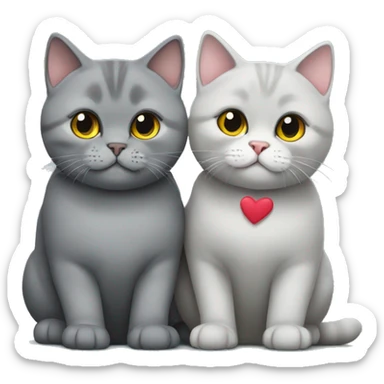 Two Grey british shorthair cats in love sticker