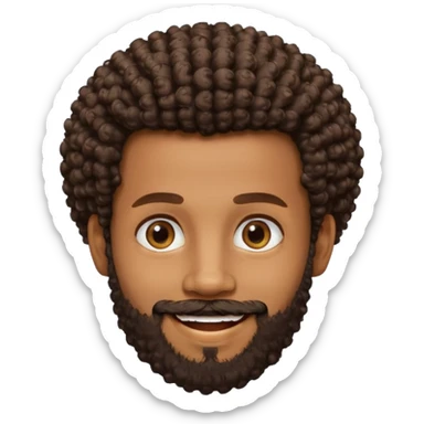 brown skin man with beard and a tiny curly  Afro fade with dark dark brown eyes  sticker
