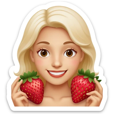 Happy Smile with strawberries instead of eyes  sticker