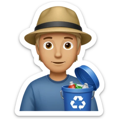 full side body man put the trash in can sticker