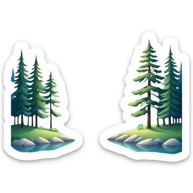 Cinematic Realistic Lake Emoji, Calm and reflective, with clear blue waters mirroring the surrounding landscape, framed by tall trees and grassy shores. The sunlight sparkles on the water’s surface while birds and animals play at the edge. Soft glowing outline, capturing the essence of peaceful serenity in a tranquil lake. sticker