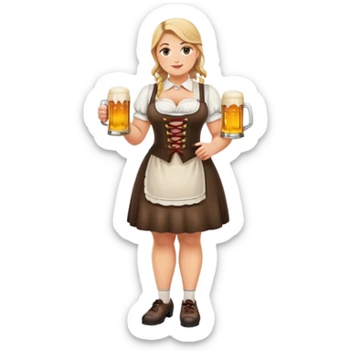 full figured German waitress, laced up shoes, standing, holding a stein of beer in the hand  sticker