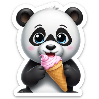 Panda eating ice cream sticker