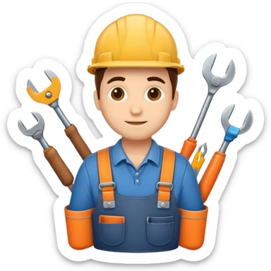 WORKER WITH REPAIR TOOLS sticker