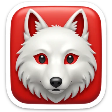 A bold white capital letter C with a small white wolf head icon above it, inside a red rounded square, emoji style, flat design, shiny light reflection, same style as 🅱️ emoji, transparent background. sticker