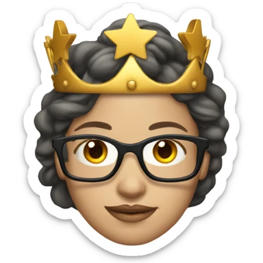 tattooed woman very attractive long hair glasses and wearing a crown sticker