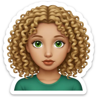 dark blonde girl with curly hair and hazel/green eyes duck face sticker