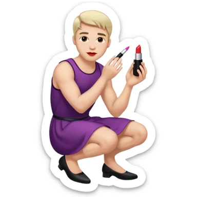 Submissive man on knees wearing female clothes sticker