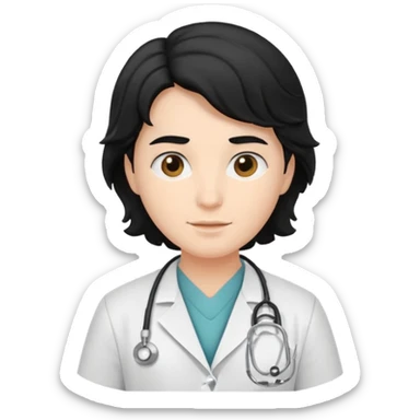 Doctora con cabello ondulado y negro  sticker