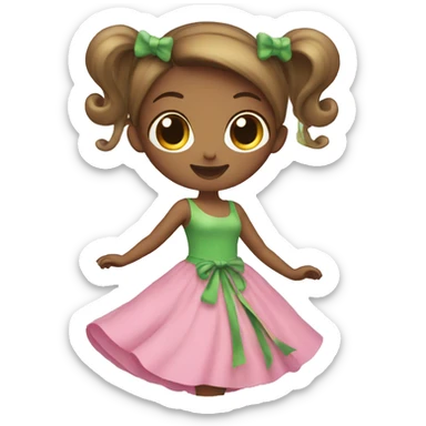 Girl With Long Green And Pink Dress Spinning sticker