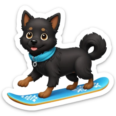 black dog snowboarding sticker