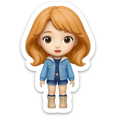 Isolated, breathtakingly vivid and intricately detailed digital illustration of the most incredibly adorable kpop girl cartoon character denom hunter figurine imaginable, toy style. sticker