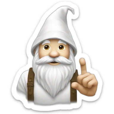 A gnome all white with finger honor sticker