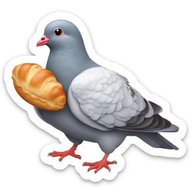 Un pigeon qui mange un croissant sticker