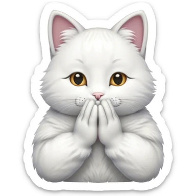 cat hands praying sticker