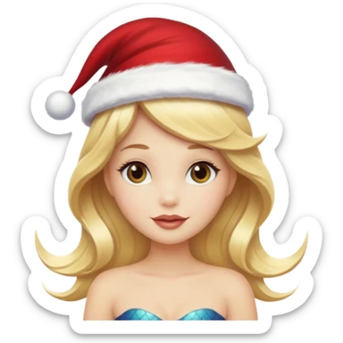 blonde mermaid with christmass hat sticker