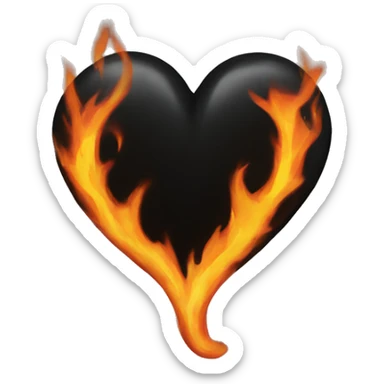 Black heart on fire sticker
