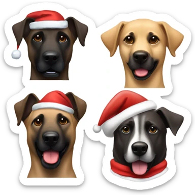 Dark Belgian Malinois and Anatolian Shepherd with Santa hat sticker