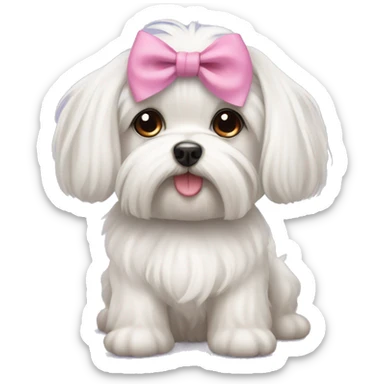 Cute dog Maltese with bows sticker