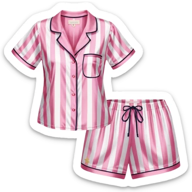 pink and white striped silk victoria’s secret pajama set sticker