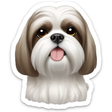 Shih tzu dog white with brown spots sticker