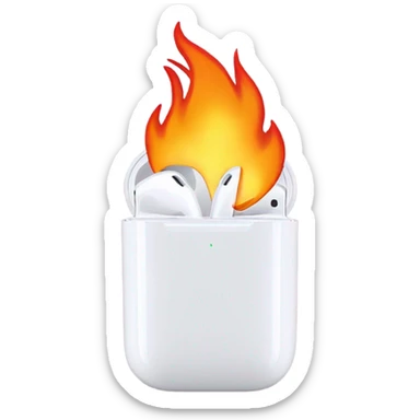 Air pods inside a flaming heart  sticker
