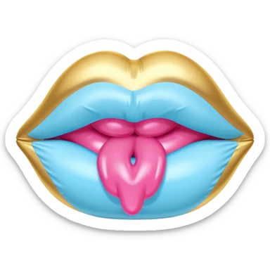 pink gold and light blue rococo inflatable lips sticker