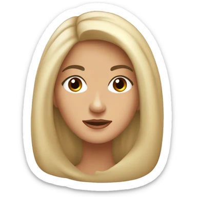 Mujer de tez clara con cabello cafe suelto y largo y ojos claros s sticker