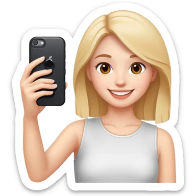 smiling girl taking a selfie sticker